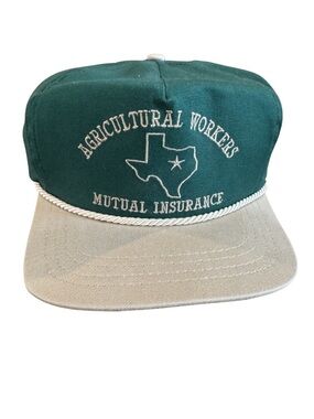 Vintage Agricultural Workers Mutual Insurance Rope-Trim Cap - Green & Tan